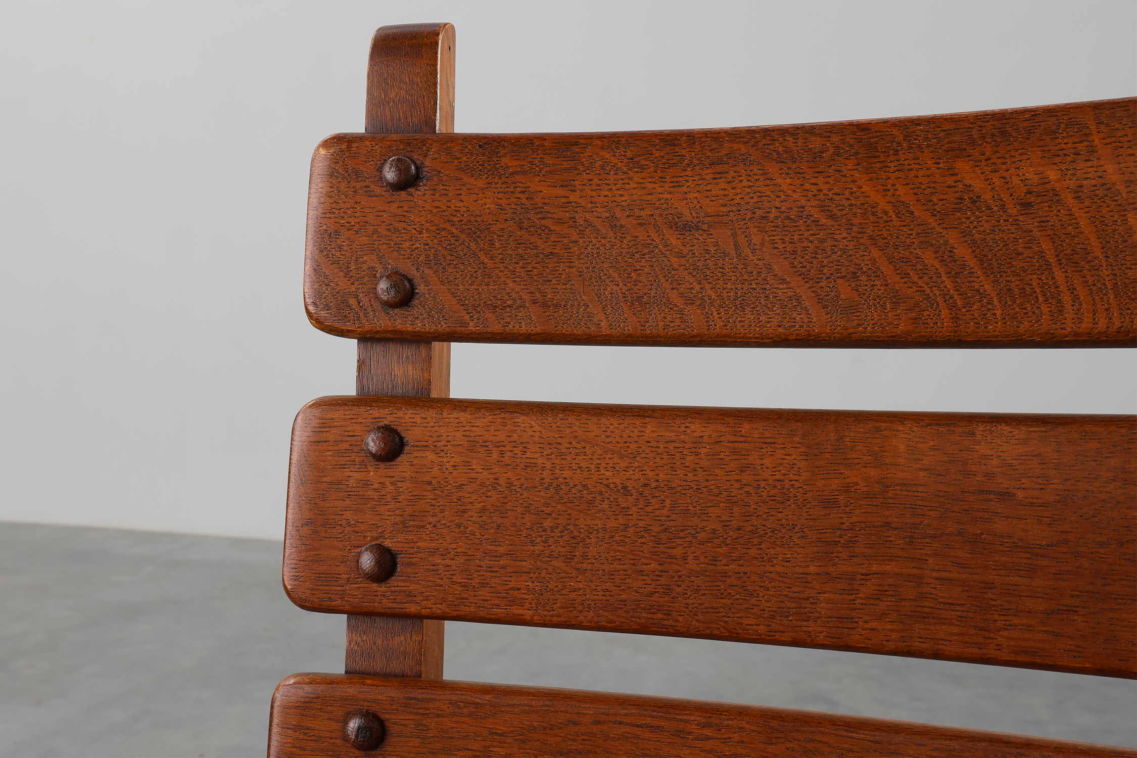 Pair of Mid-Century Brutalist Oak and Wicker Chairs, Belgium, 1960thumbnail